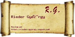 Rieder György névjegykártya